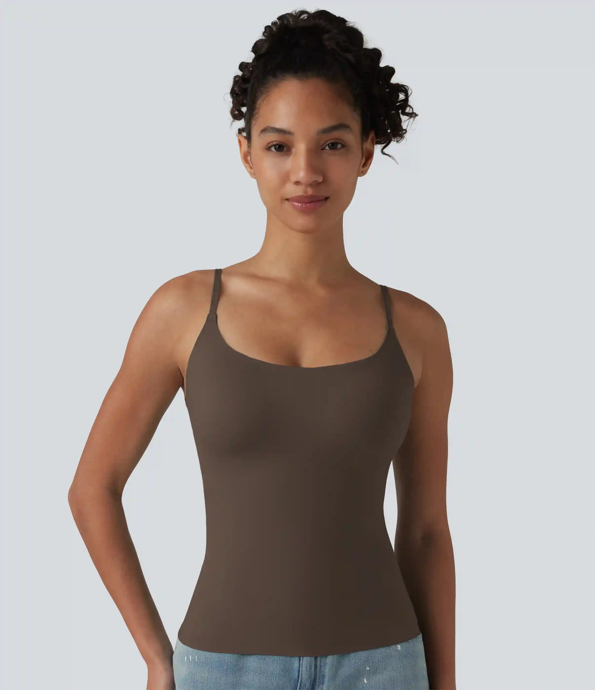 Scoop Neck Built-in Bra Casual Tank Top B-E Cups