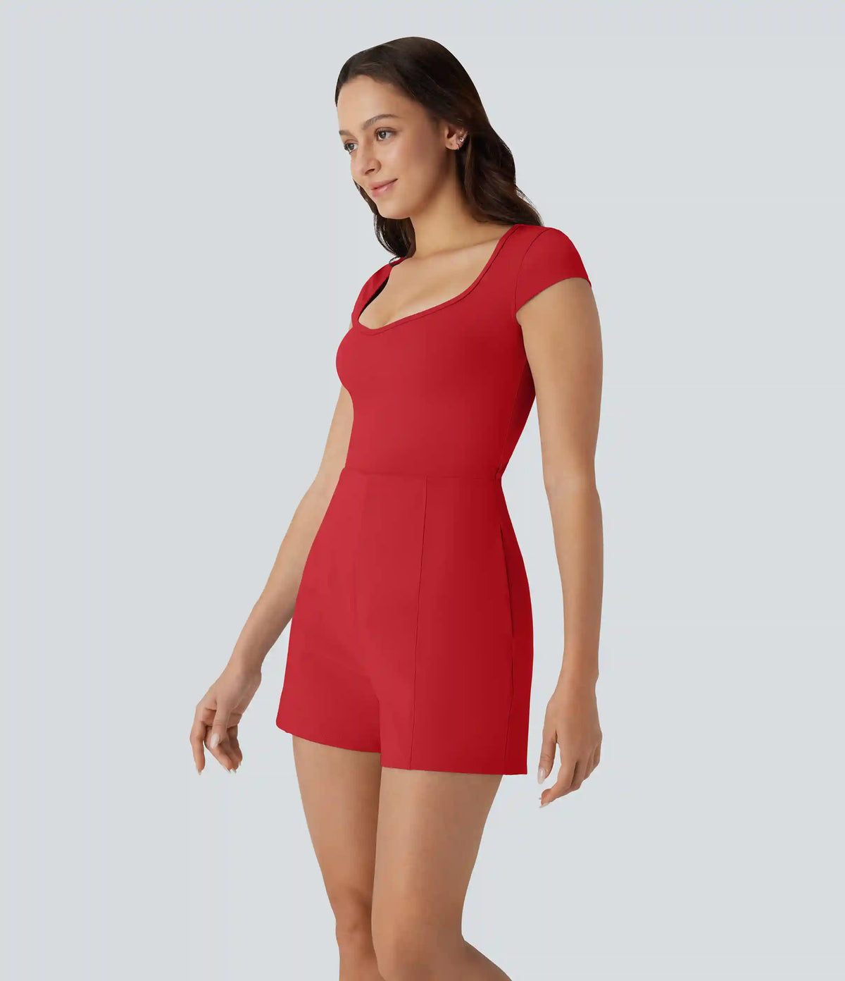 SoftlyZero™ Airy U Neck Cap Sleeve Pocket Cool Touch Yoga Romper-Easy Peezy