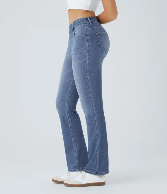Halara Flex™ High Waisted Pockets Washed Casual Bootcut Jeans