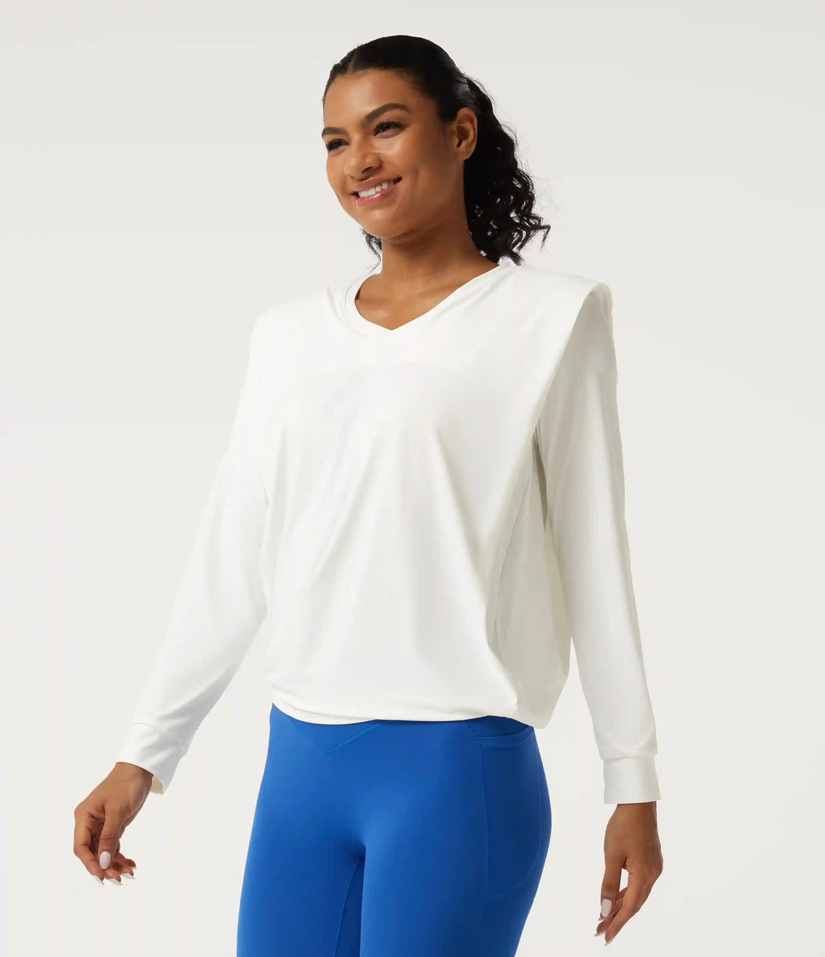 V Neck Long Sleeve Quick Dry Yoga Sports Top-UPF50+