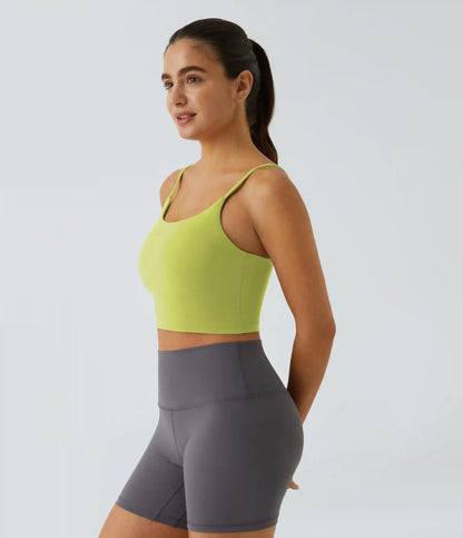 Basic Padded Workout Cropped Low Support Tank Top A-D Cups