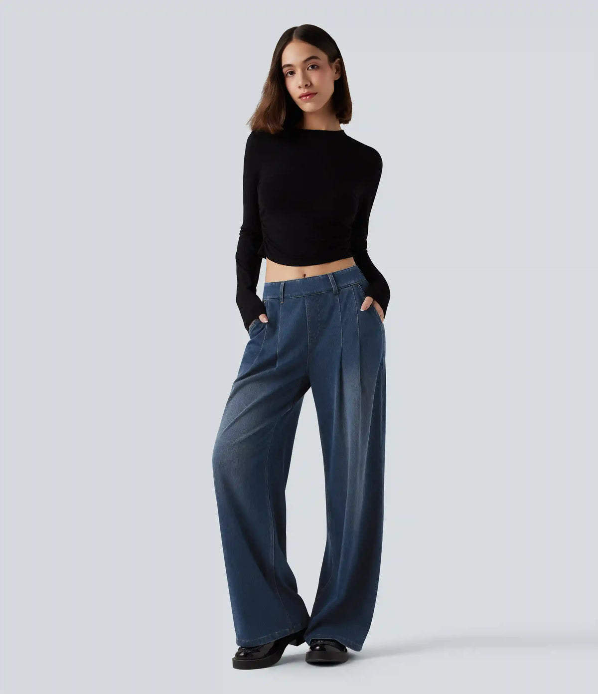 Halara Flex™ Mid Rise Wide Leg Casual Jeans with Pockets