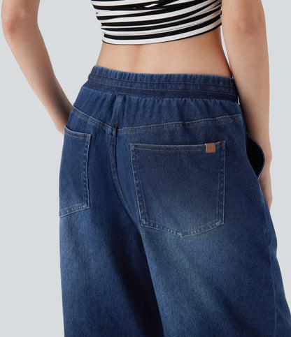 Halara Flex™ Low Rise Drawstring Stretchy Knit Casual Baggy Sweatpants Jeans with Multiple Pockets