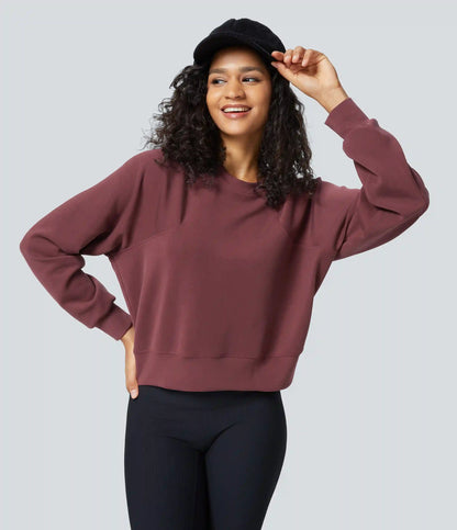 SpacerTek™ Round Neck Raglan Sleeve Solid Casual Sweatshirt