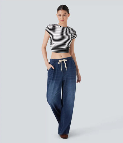 Halara Flex™ Low Rise Drawstring Stretchy Knit Casual Baggy Sweatpants Jeans with Multiple Pockets