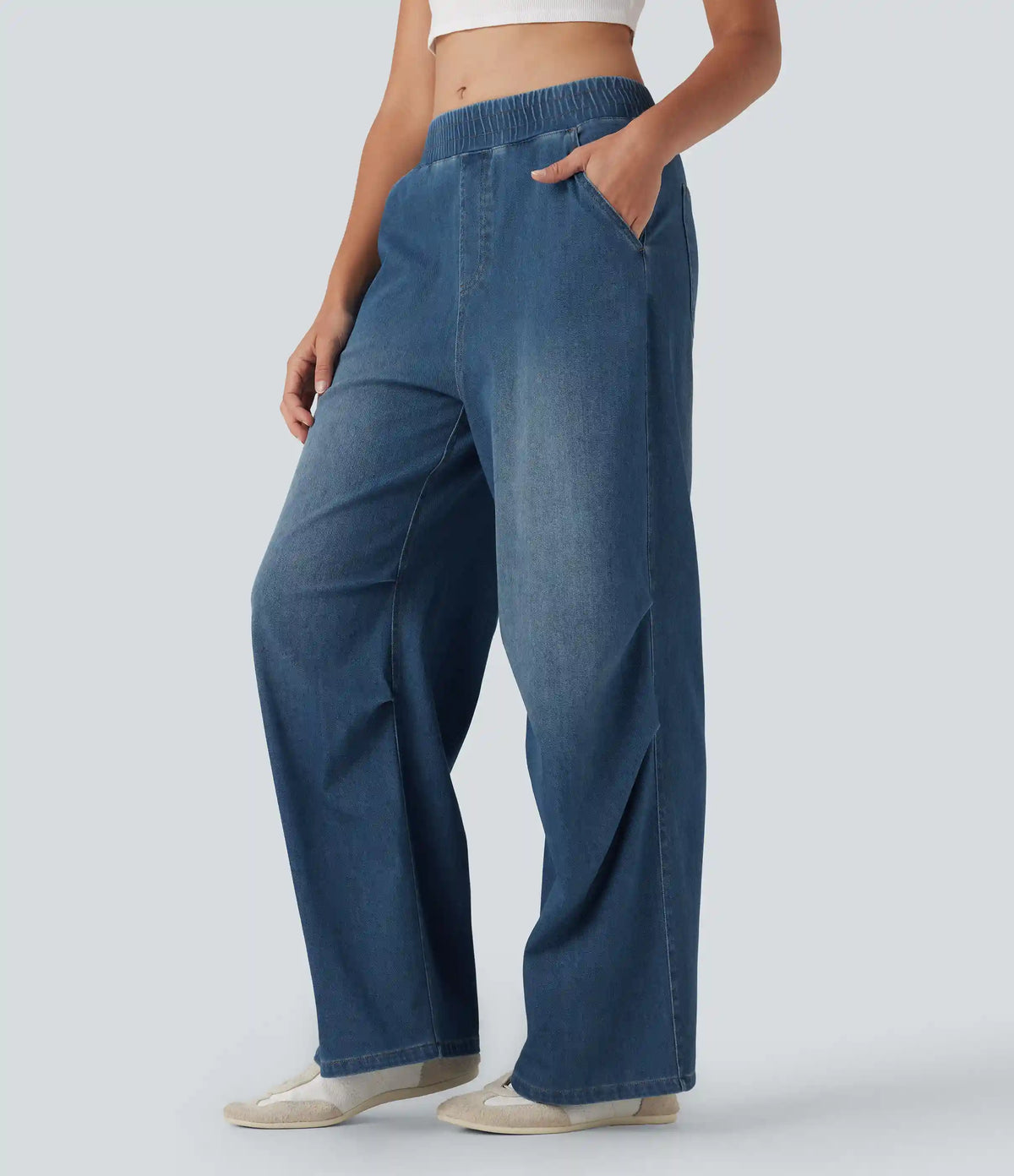 Halara Flex™ Mid Rise Casual Baggy Sweatpants Jeans with Pockets