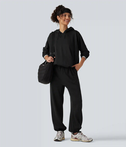 Low Rise Inner Drawstring Casual Jogger Sweatpants with Pockets