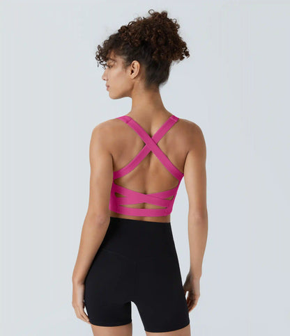 SoftlyZero™ Airy Square Neck Backless Crisscross Cropped InstantCool Yoga Tank Top