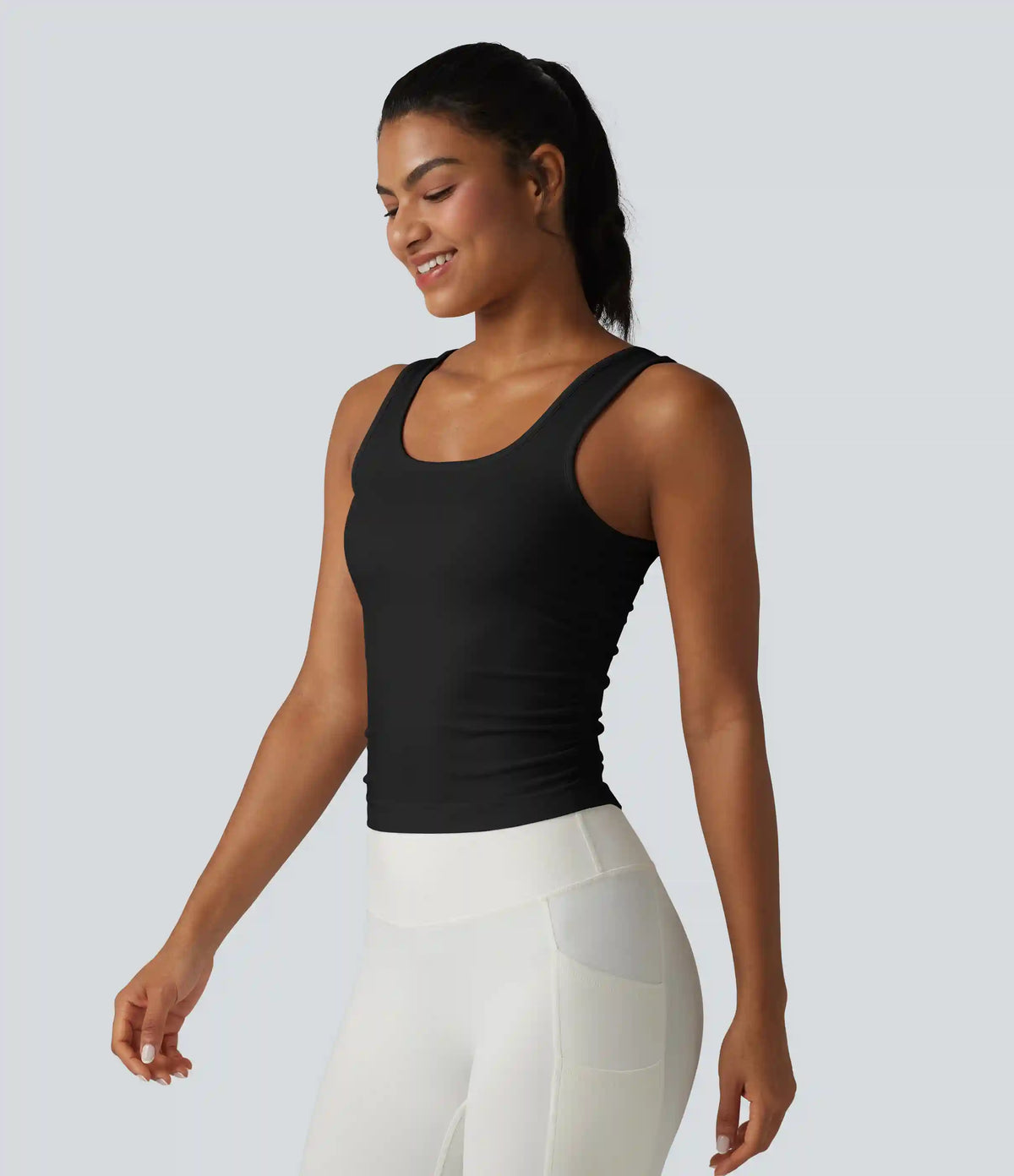 OneForm Seamless Flow Square Neck Ruched Yoga Tank Top