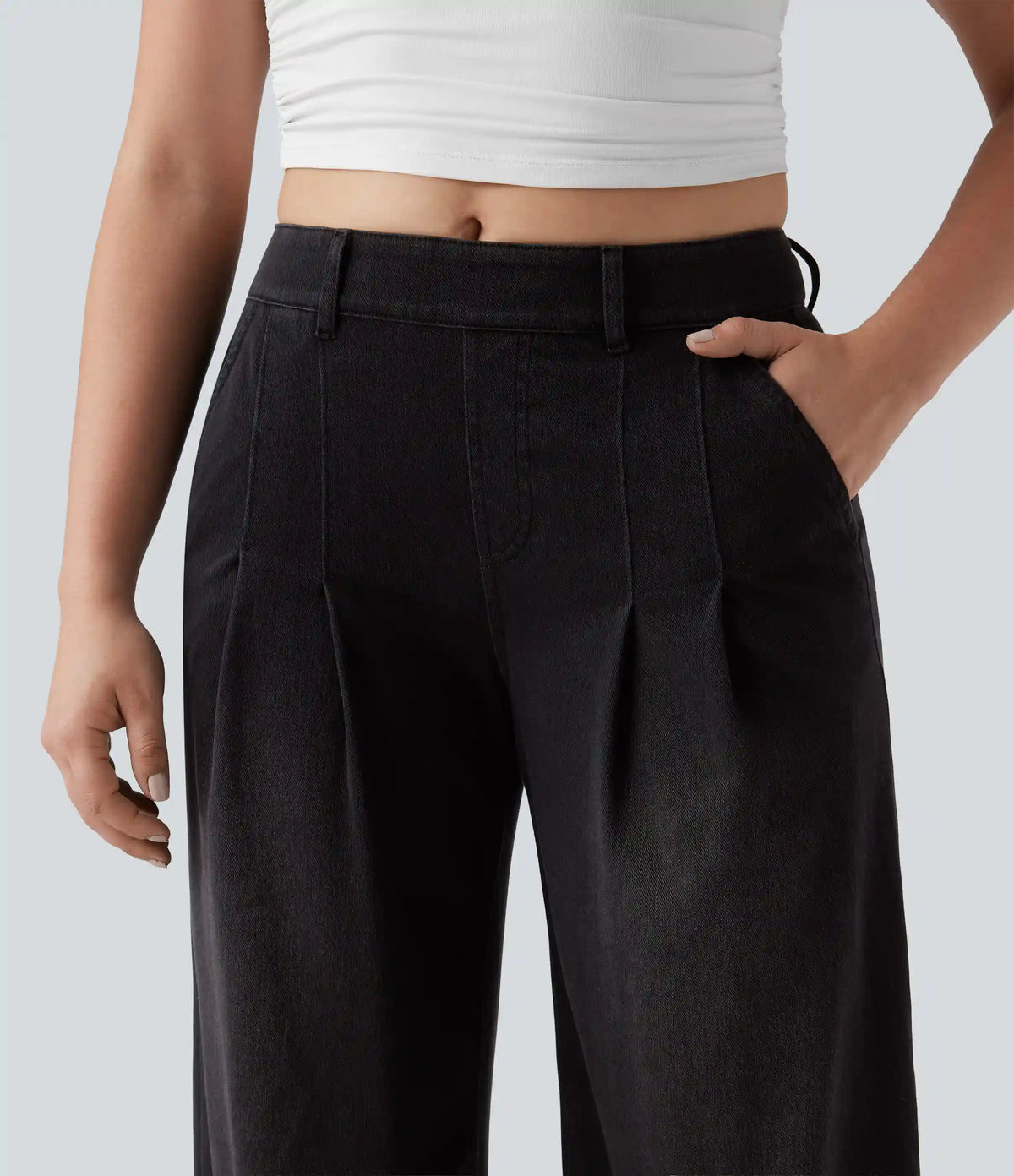 Halara Flex™ Mid Rise Wide Leg Casual Jeans with Pockets