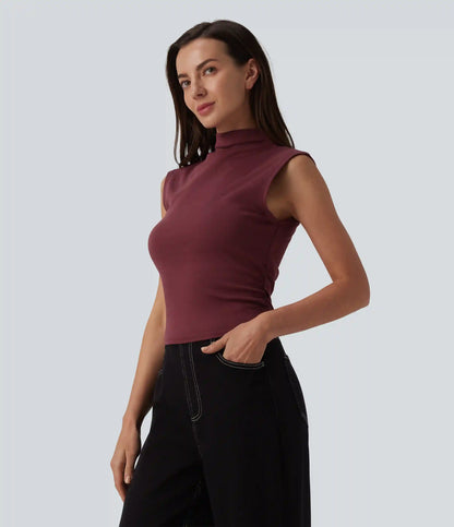 Mock Neck Work Pima Cotton Tank Top