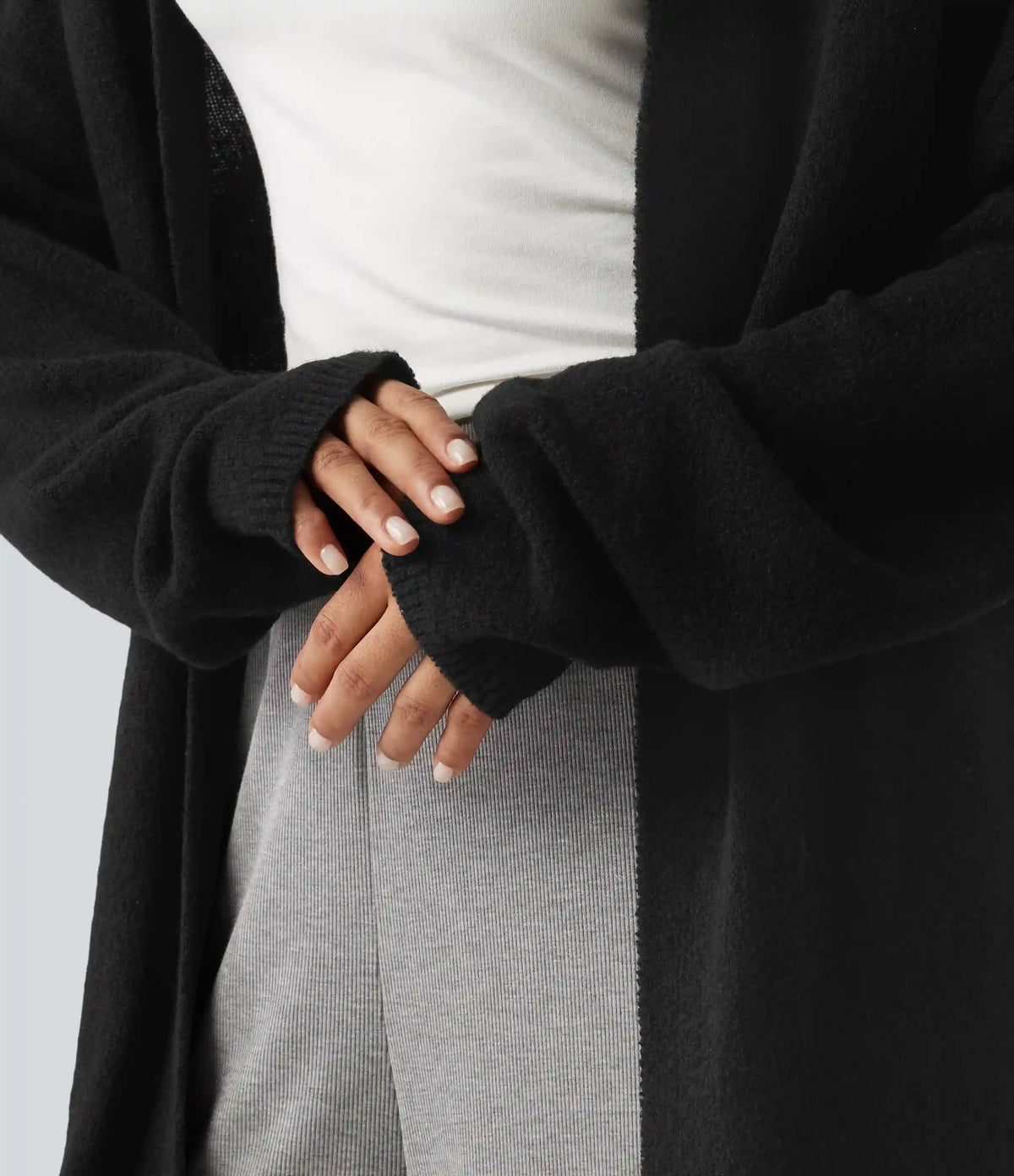 Open Front Dropped Long Sleeve Longline Casual Cardigan