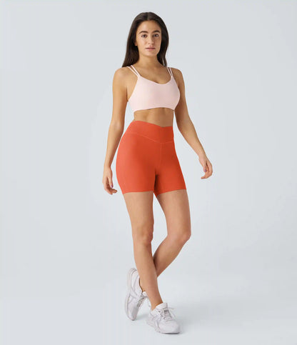 SoftlyZero™ Plush High Waisted Crossover Ruched Yoga Shorts 5''