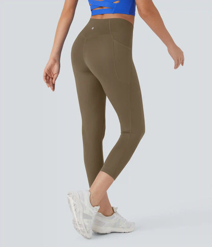 SoftlyZero™ High Waisted Crossover Pocket Capri Yoga Leggings