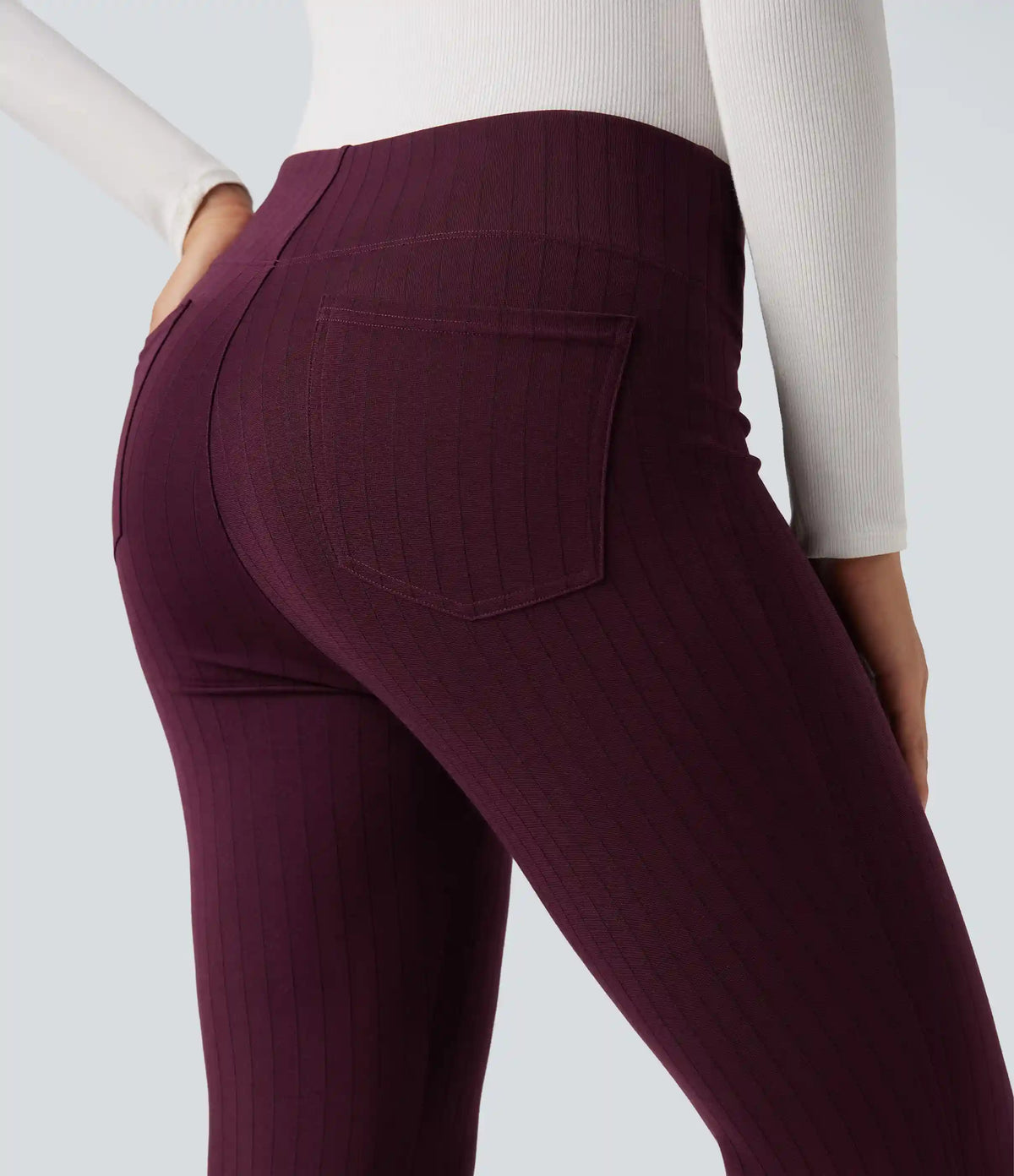 Halara Flex™ High Waisted Striped Work Flare Pants with Pockets