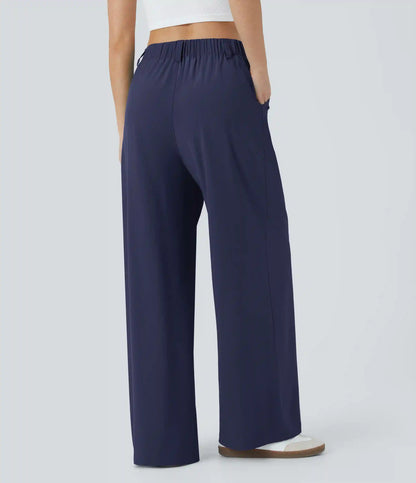 Breezeful™ High Waisted Pocket Wide Leg Baggy Flowy Solid Palazzo Quick Dry Casual Pants