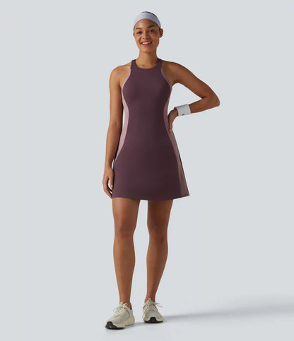 Softlyzero™ Airy Built-in Bra Color Block 2-in-1 InstantCool Mini Tennis Active Dress with Pockets-Easy Peezy Edition