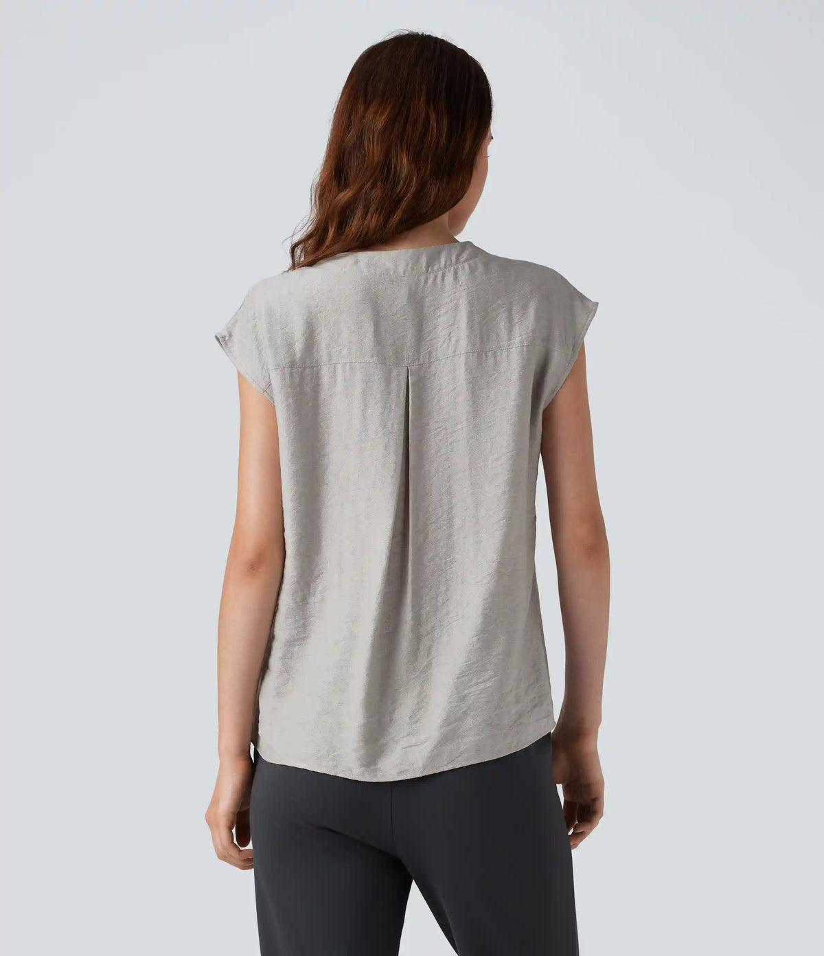 V Neck Cap Sleeve Decorative Work Blouse