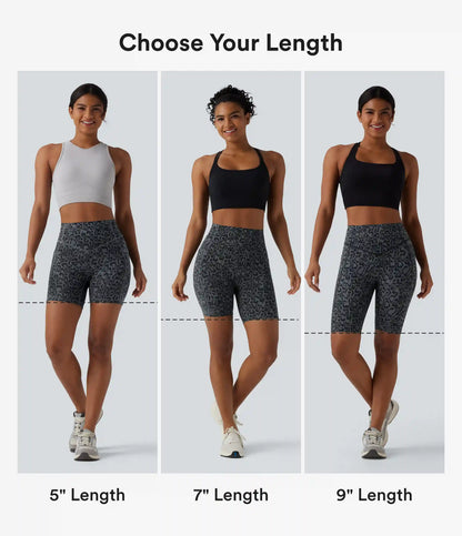 Halara UltraSculpt™ Leopard Print High Waisted Scrunch Butt Lifting Tummy Control Training Biker Shorts 9'' with Pockets
