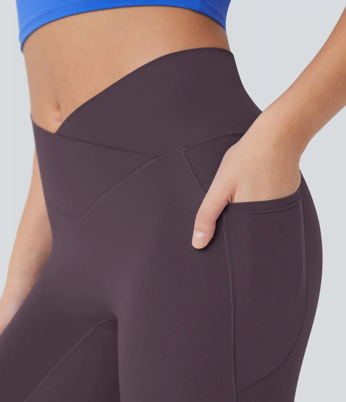 SoftlyZero™ High Waisted Crossover Pocket Capri Yoga Leggings