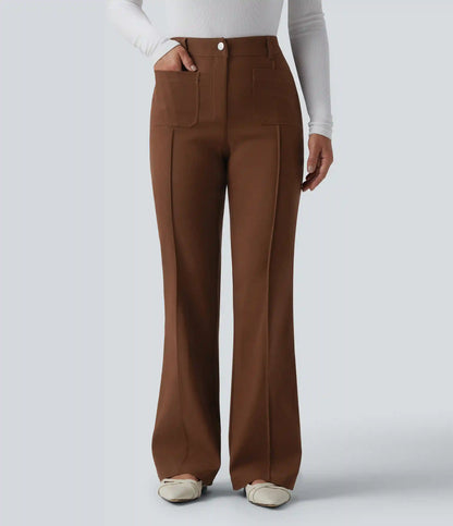 High Waisted Work Flare Pants with Pockets