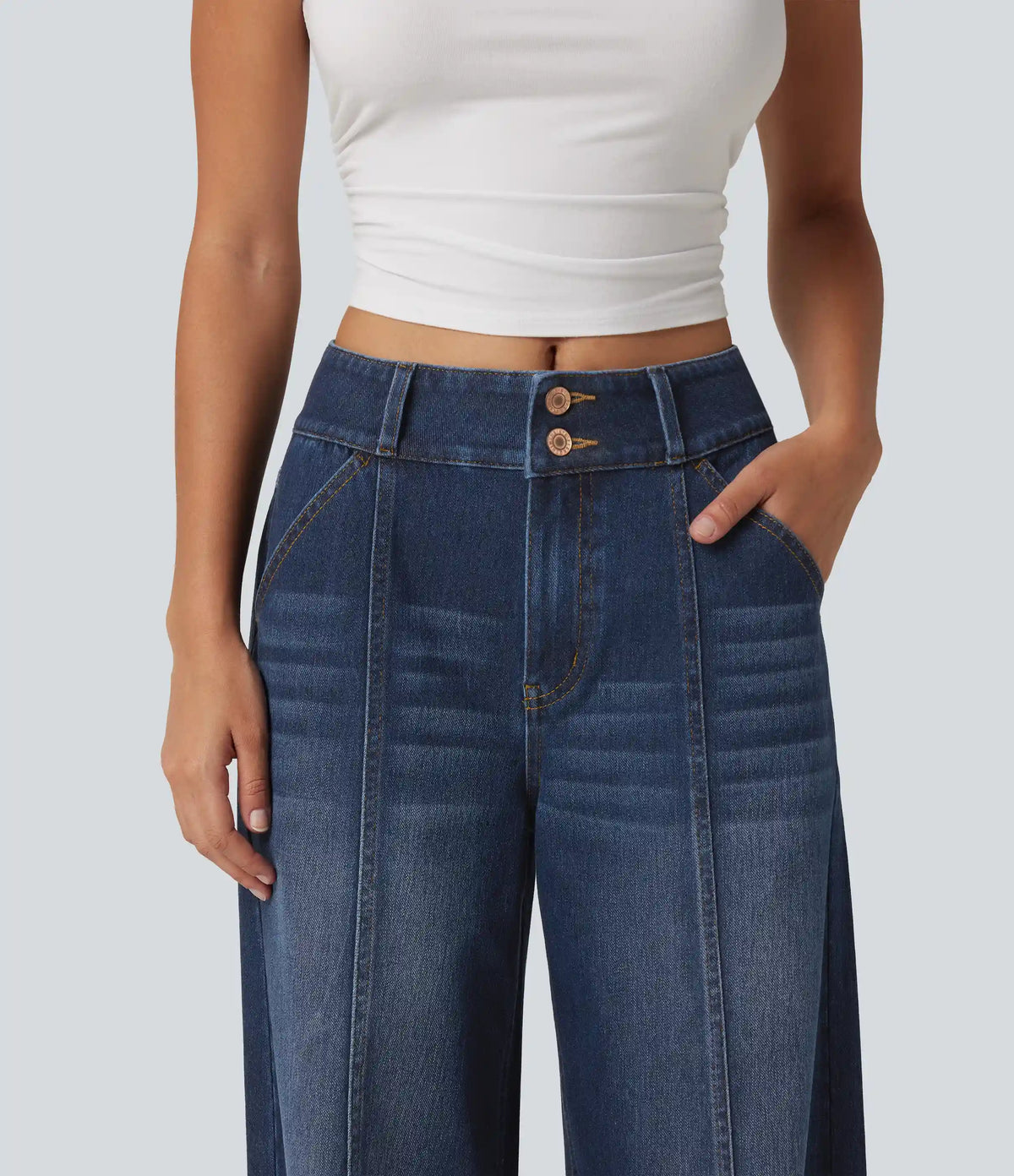 Halara Flex™ Mid Rise Wide Leg Casual Jeans with Pockets
