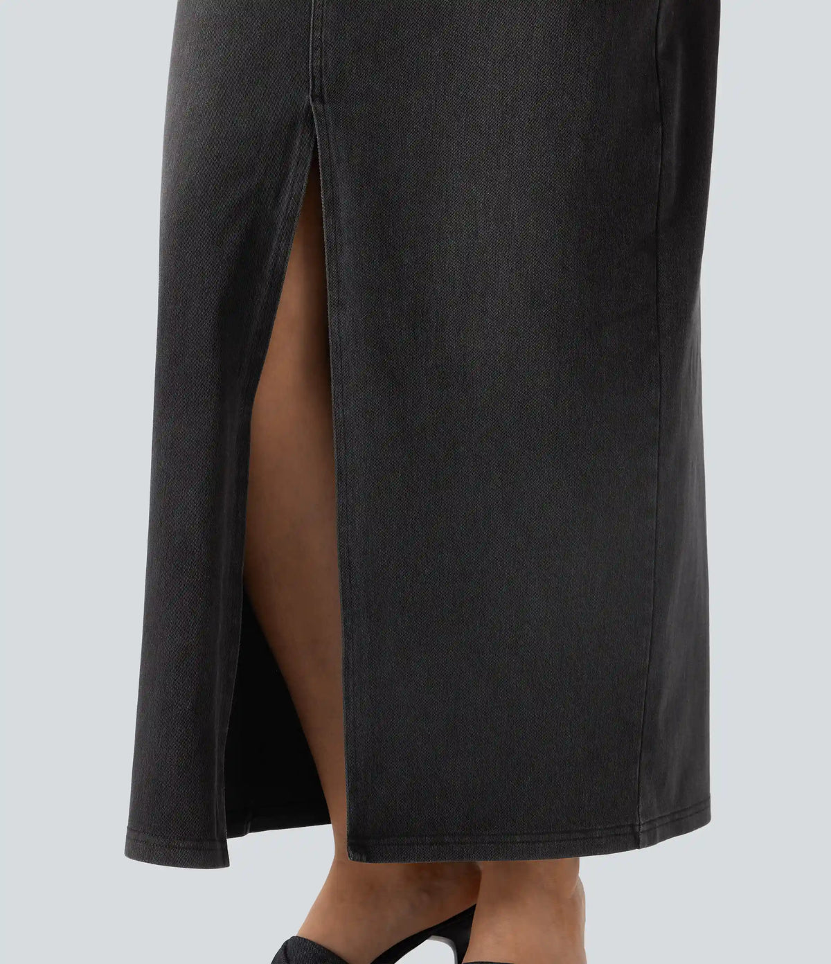 Halara Flex™ Mid Rise Pockets Straight Maxi Washed Denim Casual Skirt