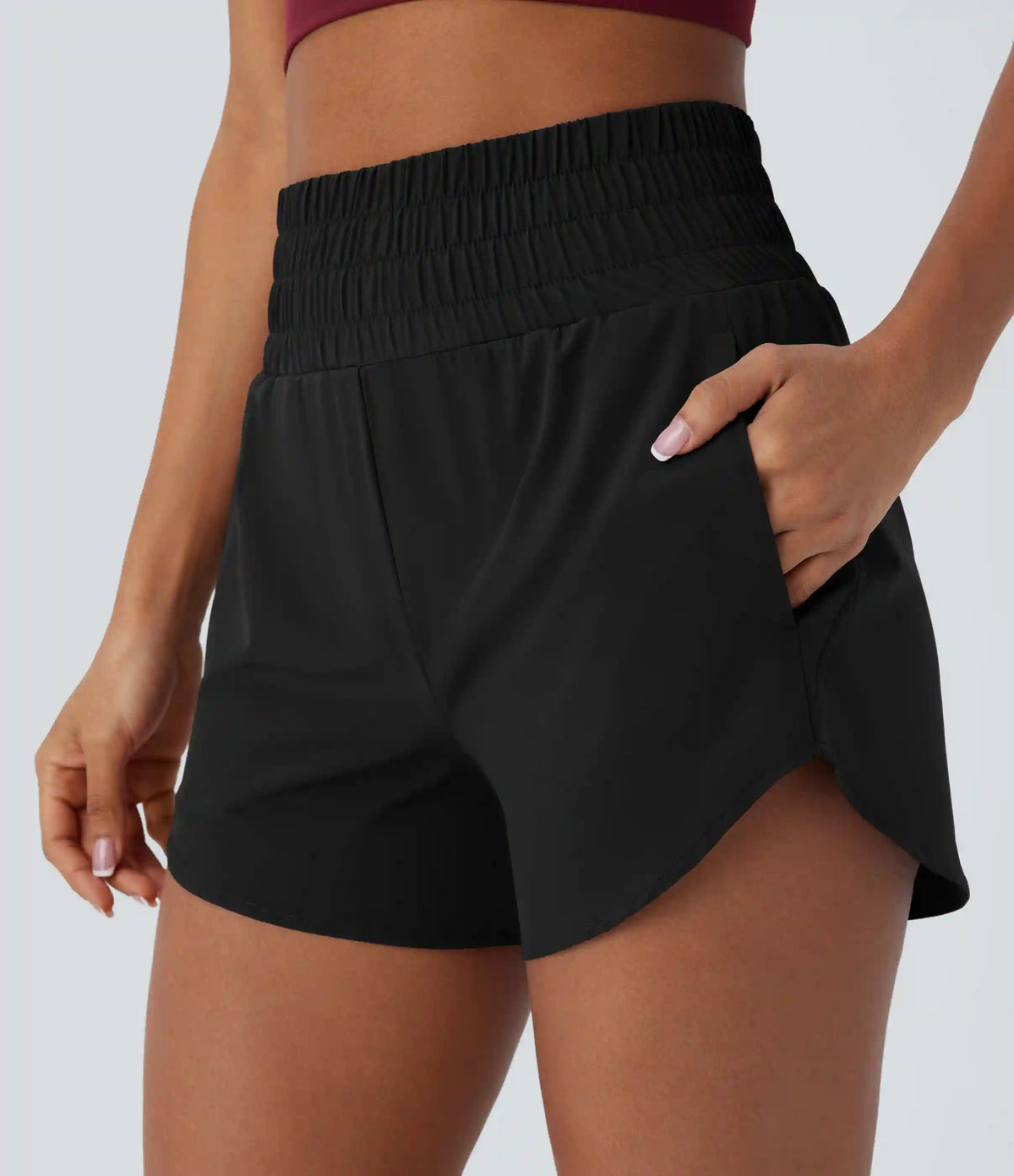 Breezeful™ High Waisted Pockets 2-in-1 Curved Hem Quick Dry Running Shorts 3.5''
