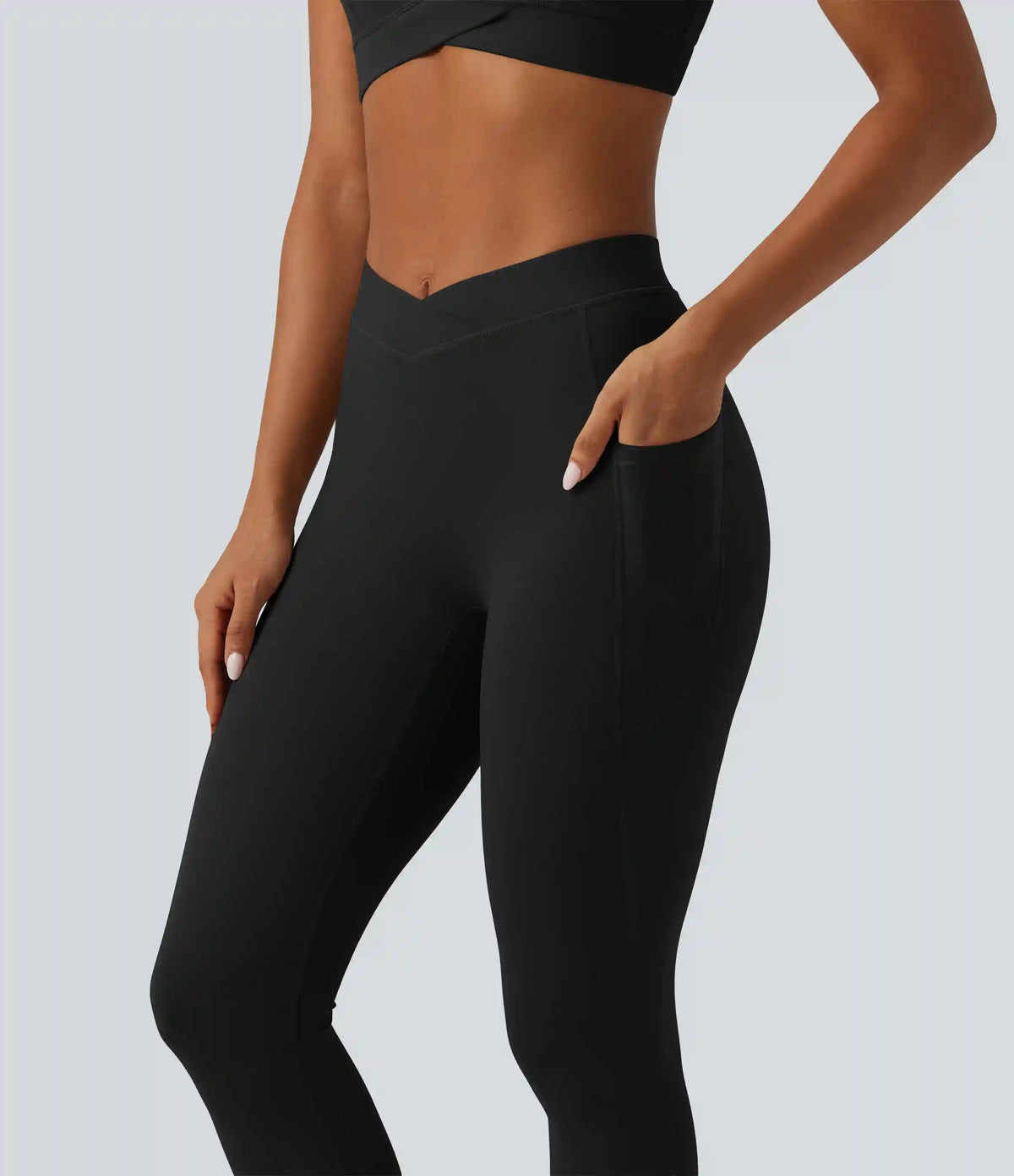 Mid Rise Crossover InstantCool Quick Dry Running Leggings with Pockets