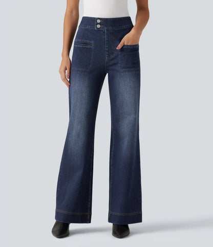 Halara Flex™ High Waisted Stretchy Knit Straight Leg Casual Jeans with Pockets