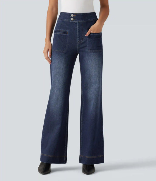 Halara Flex™ High Waisted Stretchy Knit Straight Leg Casual Jeans with Pockets