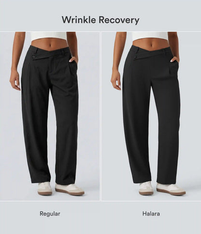 Halara Flex™ DayStretch Asymmetric Mid Rise Barrel Leg Work Pants with Pockets