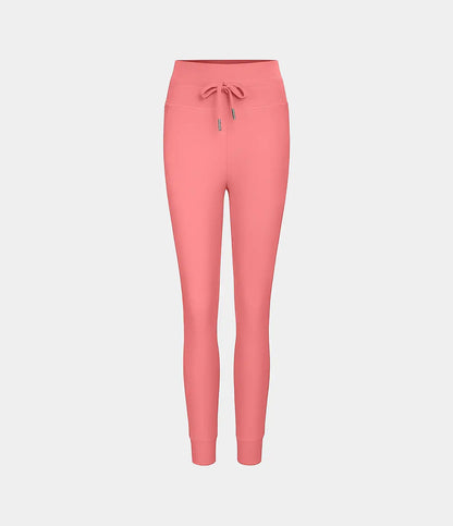 SoftlyZero™ Plush High Waisted Drawstring Pocket Plain Full Length Joggers