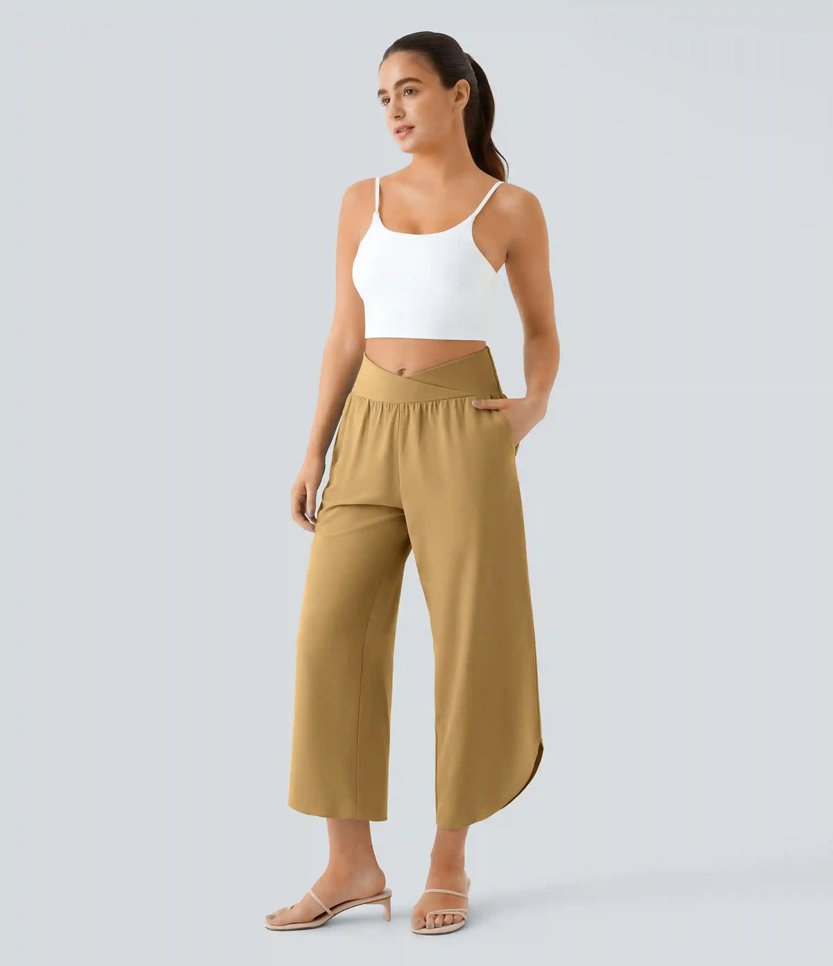 Breezeful™ High Waisted Crossover Quick Dry Resort Pants with Pockets