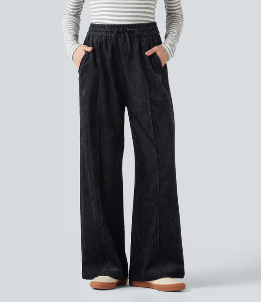 High Waisted Drawstring Baggy Casual Pants with Pockets