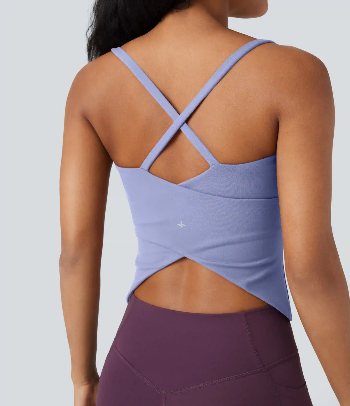 Scoop Neck Crisscross Back Crossover Hem Yoga Cami Top