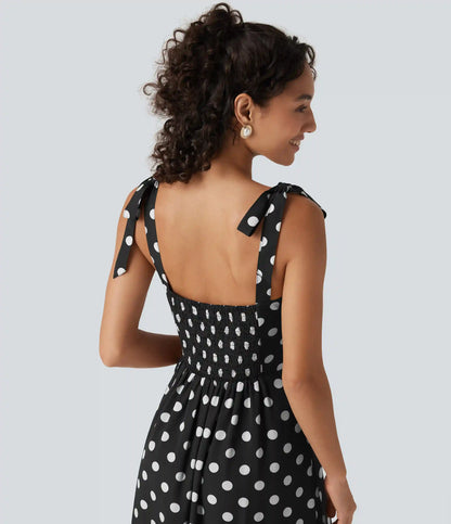 Square Neck Polka Dot Maxi Tank Dress