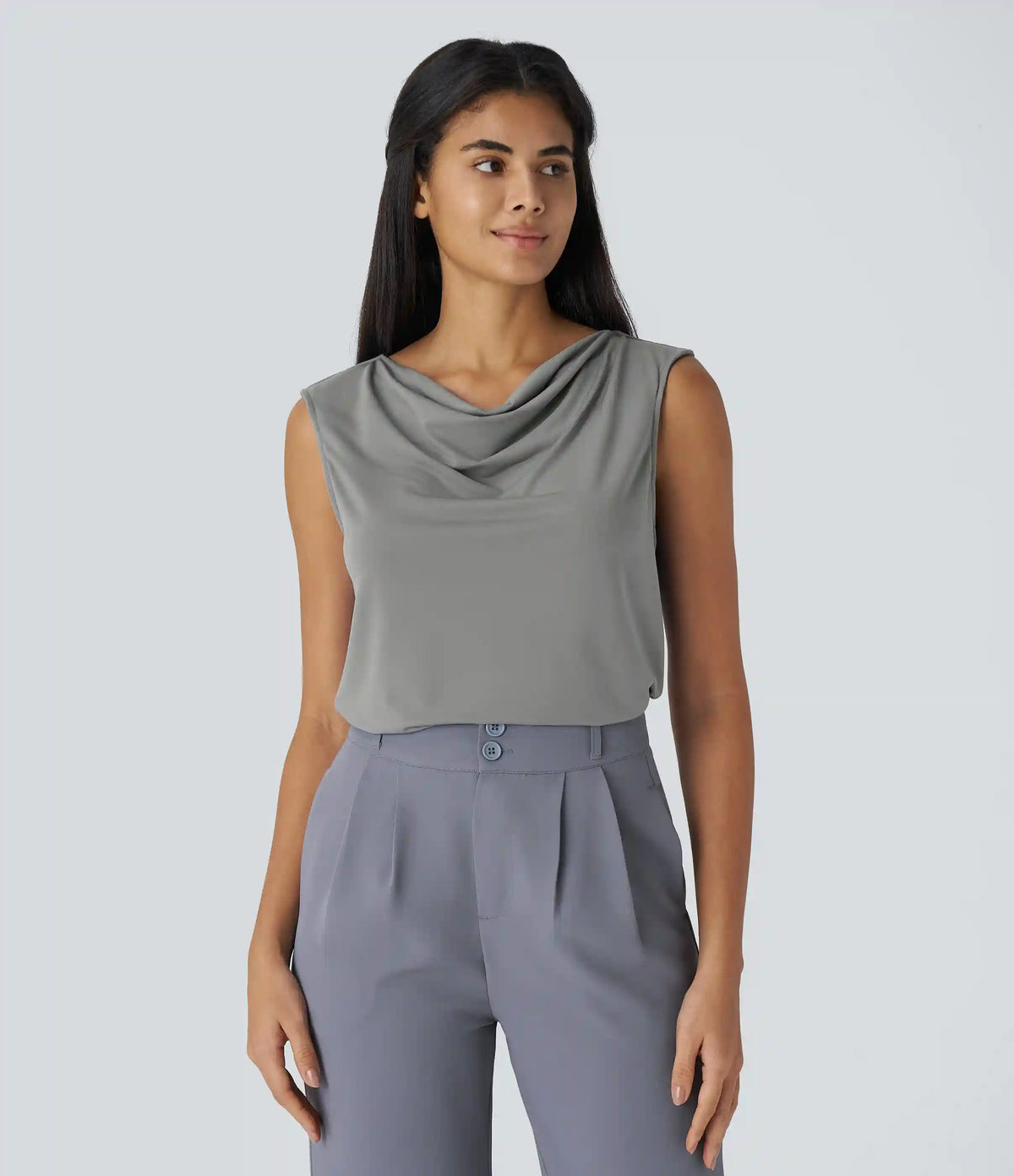 Cowl Neck Sleeveless Work Blouse
