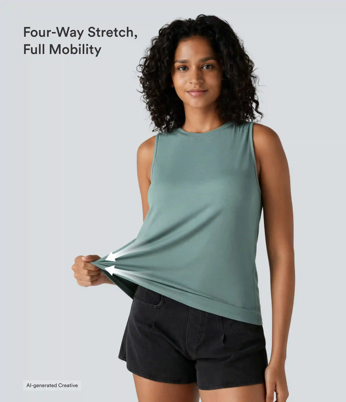 Ribbed Round Neck Basic Casual Tank Top