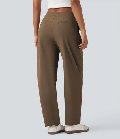 Halara Flex™ DayStretch Asymmetric Mid Rise Barrel Leg Work Pants with Pockets