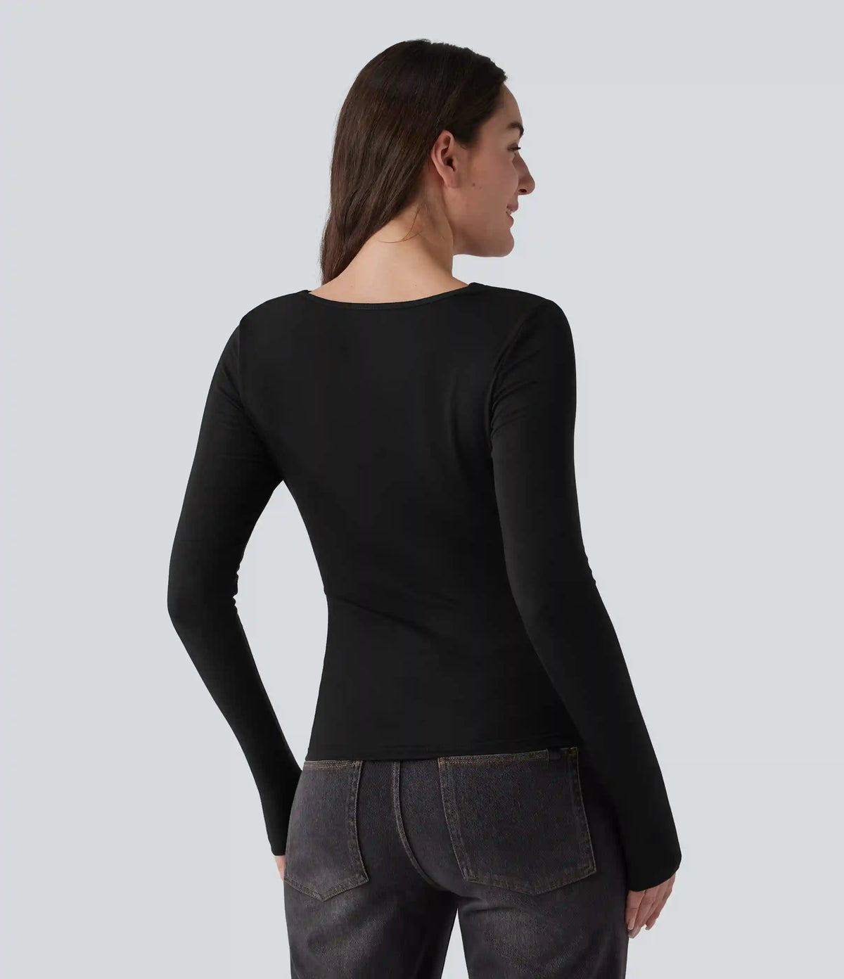 Ribbed Knit Cowl Neck Long Sleeve Contrast Lace Casual Top