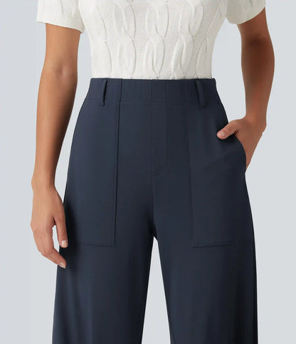 DayStretch High Waisted Barrel Leg Casual Pants with Pockets
