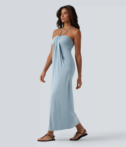 Halter Tie Back Maxi Dress with Pockets