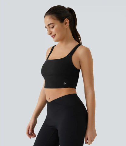 SoftlyZero™ Airy Square Neck Backless Crisscross Cropped InstantCool Yoga Tank Top