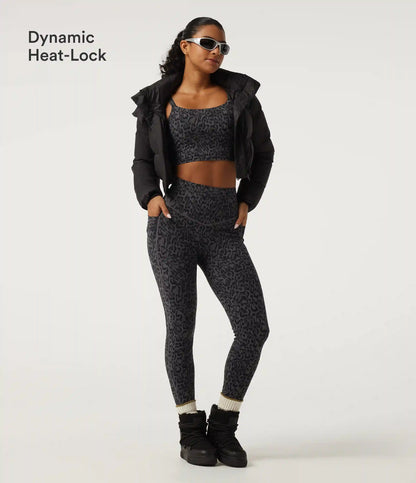 Halara UltraSculpt™ Extra Heat Leopard Print High Waisted Tummy Control Fleece Workout Leggings with Pockets
