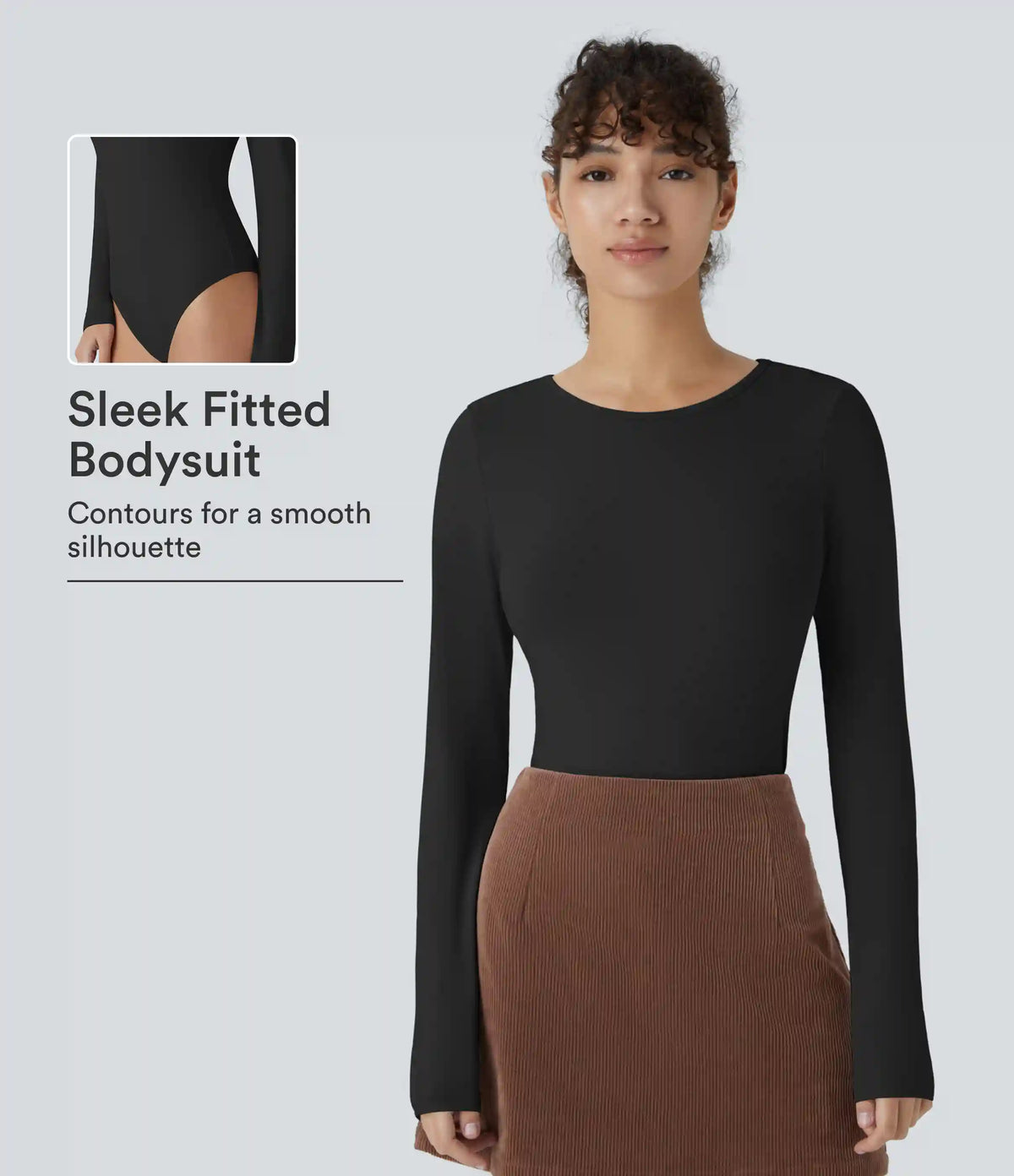 Round Neck Long Sleeve Casual Bodysuit