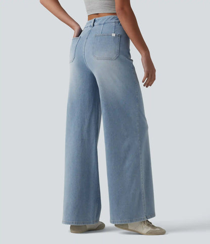 Halara Flex™ High Waisted Tummy Control Wide Leg Casual Jeans with Pockets