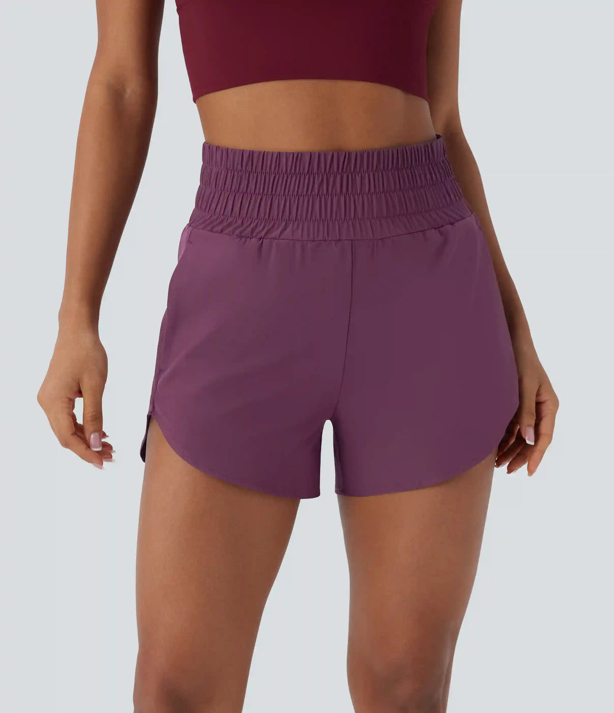 Breezeful™ High Waisted Pockets 2-in-1 Curved Hem Quick Dry Running Shorts 3.5''
