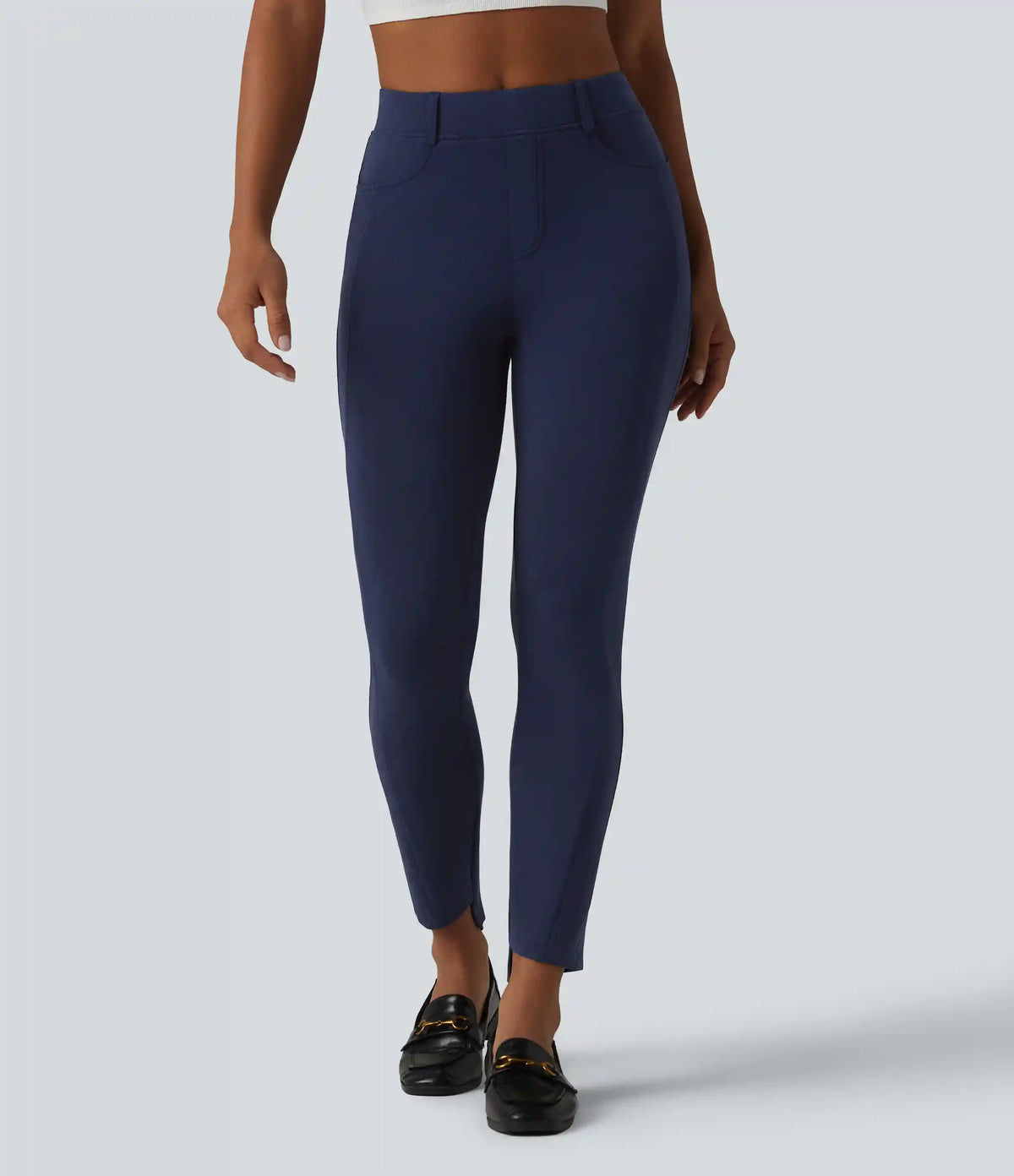SpacerTek™ Mid Rise Casual Skinny Pants with Pockets