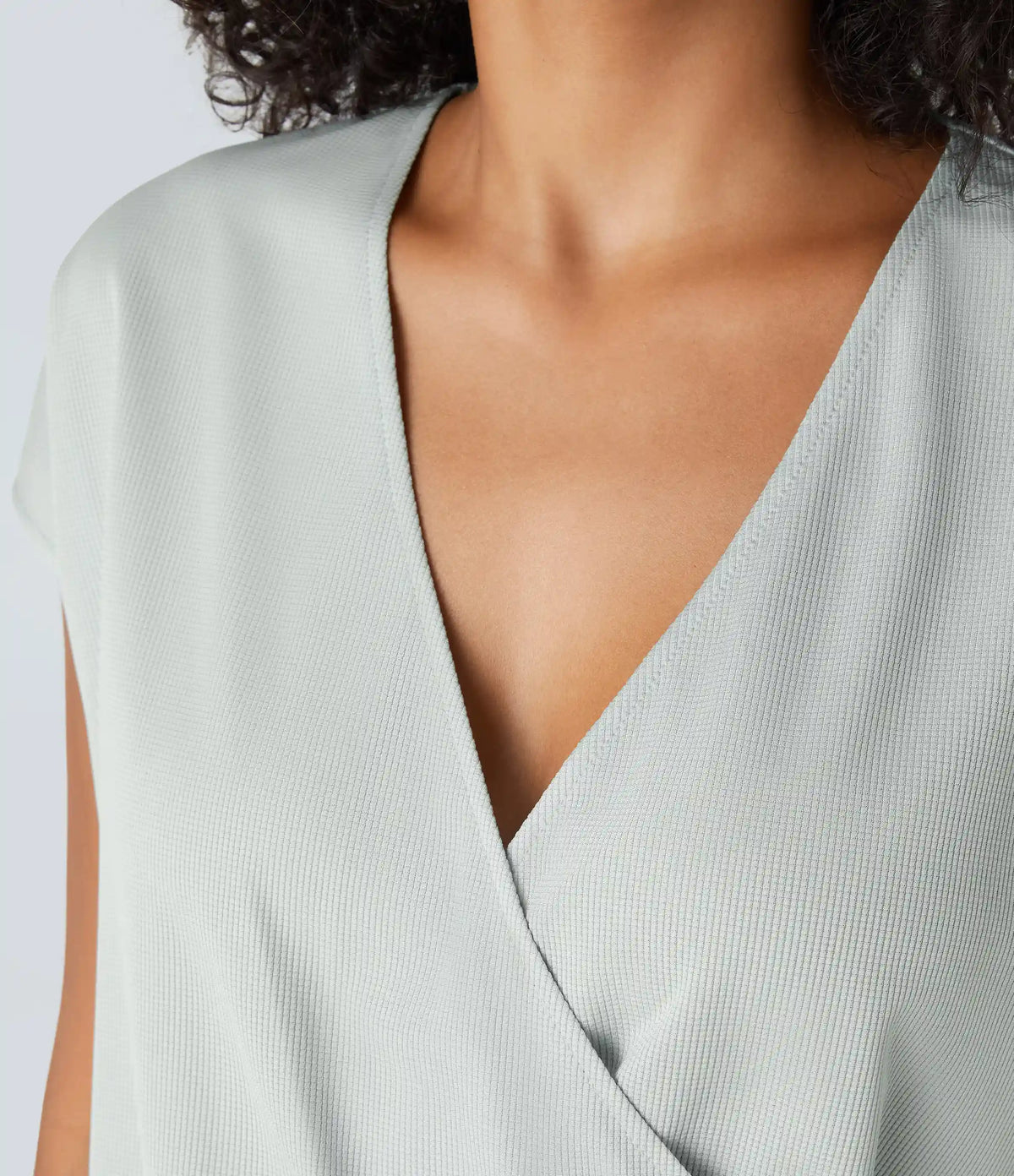V Neck Short Sleeve Pocket Waffle Casual Romper